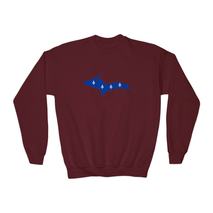 Michigan Upper Peninsula Youth Sweatshirt (w/ UP Quebec Flag Outline)