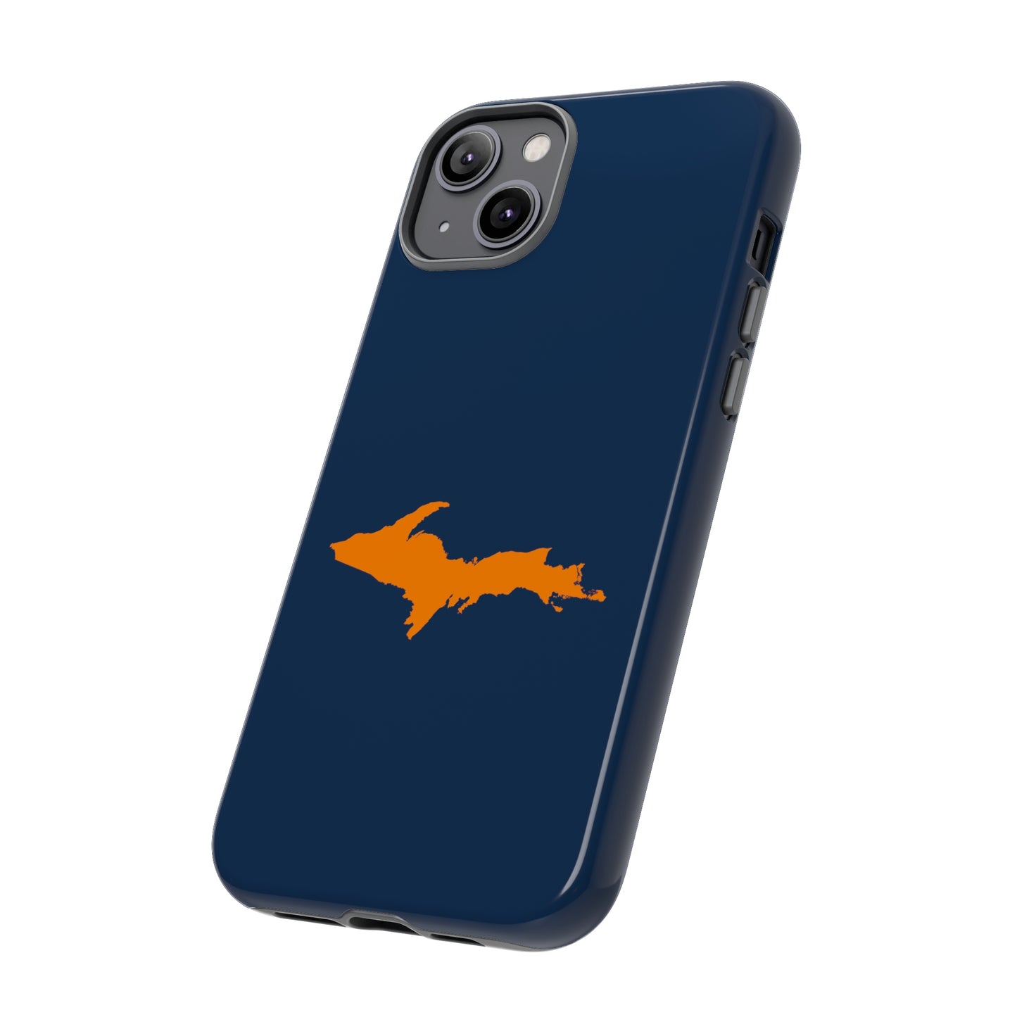 Michigan Upper Peninsula Tough Phone Case (Navy w/ Orange UP Outline) | Apple iPhone