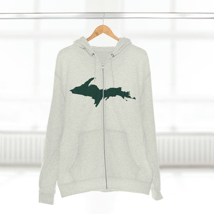 Michigan Upper Peninsula Full-Zip Hoodie (w/ Green UP Outline)