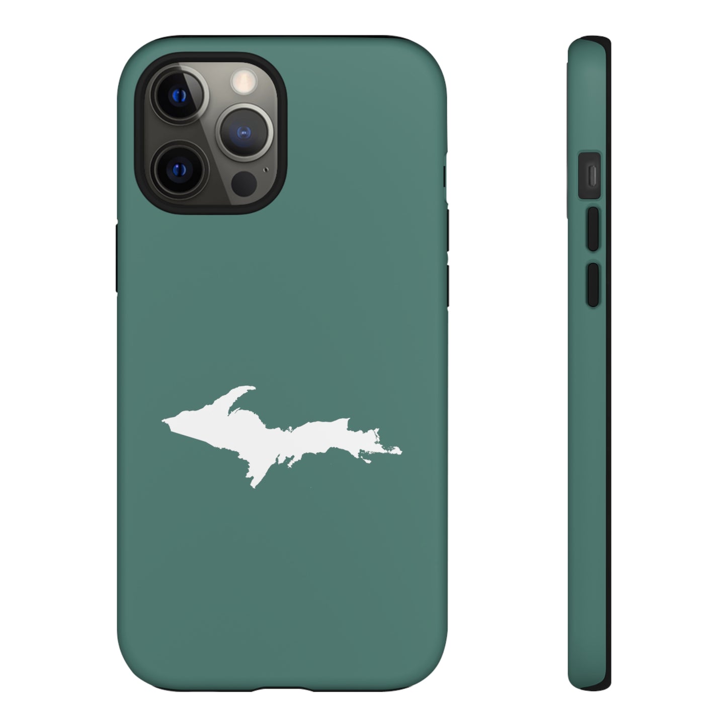 Michigan Upper Peninsula Tough Phone Case (Copper Green w/ UP Outline) | Apple iPhone