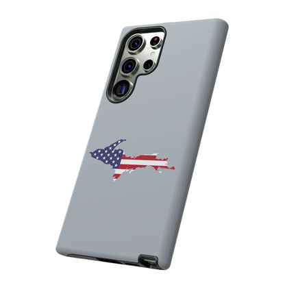 Michigan Upper Peninsula Tough Phone Case (Silver w/ UP USA Flag Outline) | Samsung & Pixel Android