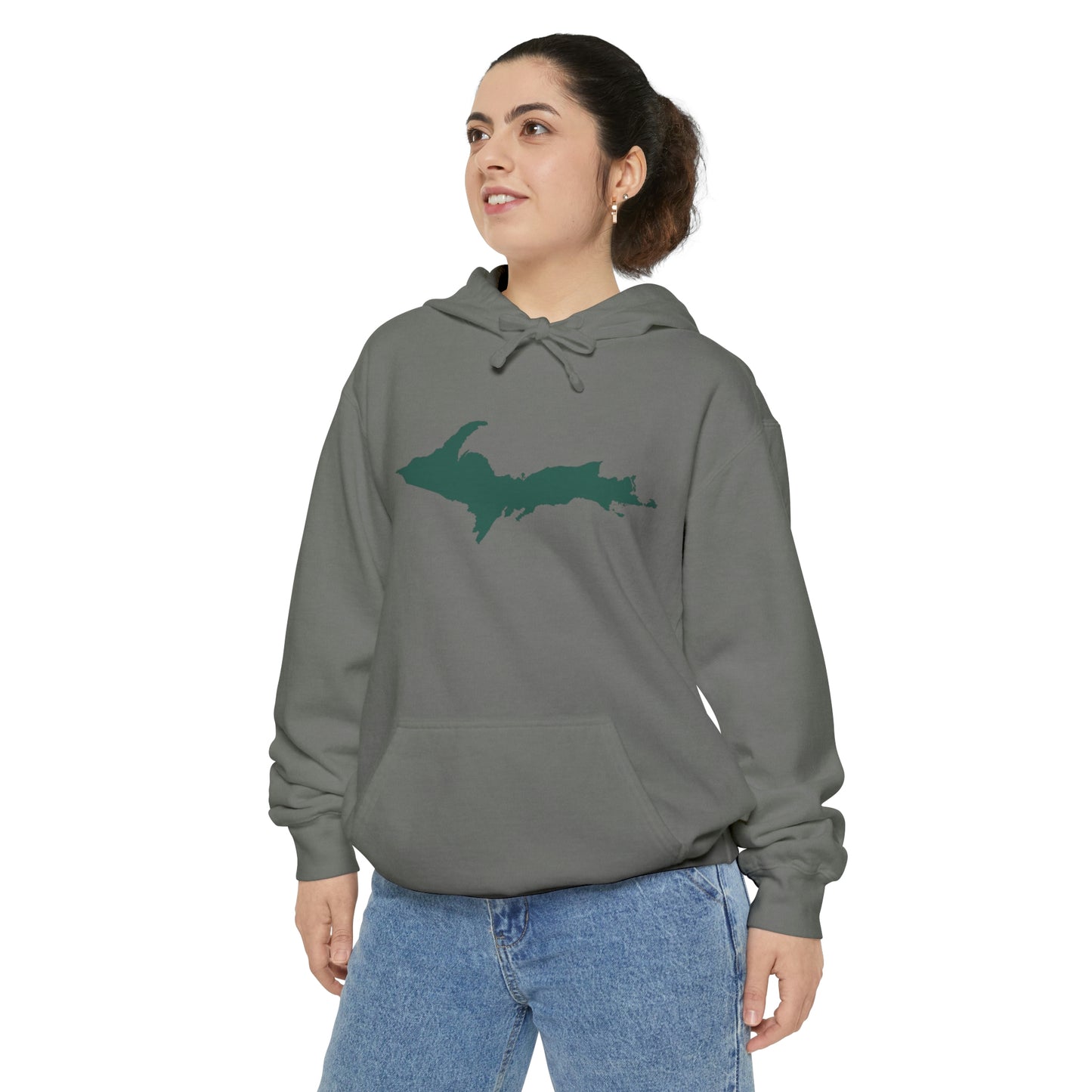 Michigan Upper Peninsula Hoodie (w/ Green UP Outline) | Unisex Garment-Dyed