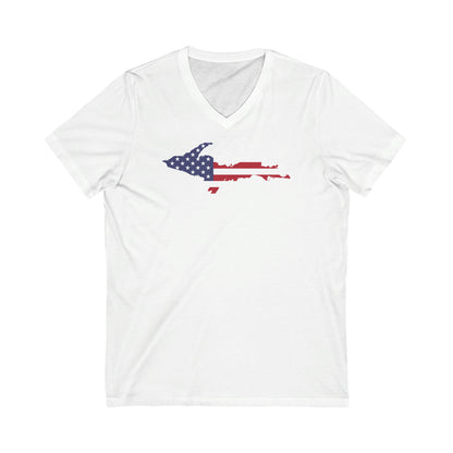 Michigan Upper Peninsula T-Shirt (w/ UP USA Flag Outline) | Unisex V-Neck