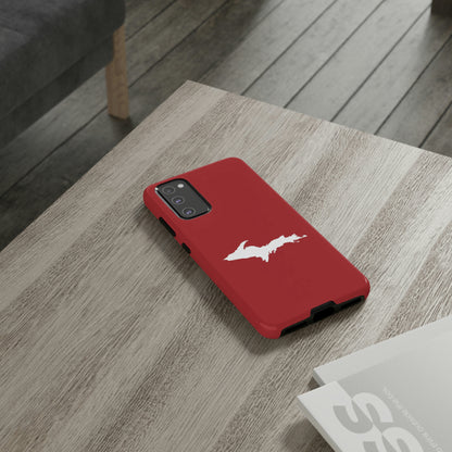 Michigan Upper Peninsula Tough Phone Case (Thimbleberry Red w/ UP Outline) | Samsung & Pixel Android