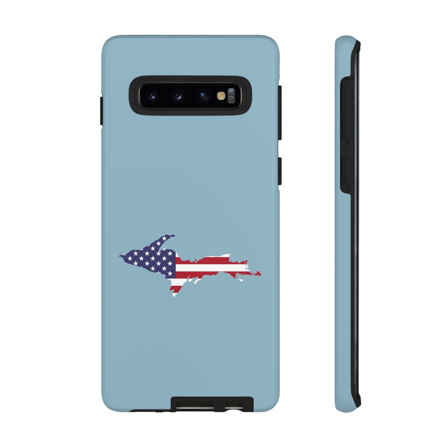 Michigan Upper Peninsula Tough Phone Case (Opal Blue w/ UP USA Flag Outline) | Samsung & Pixel Android