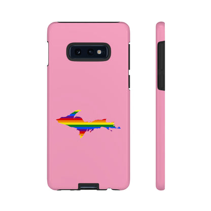 Michigan Upper Peninsula Tough Phone Case ('67 Caddie Pink w/ UP Pride Flag Outline) | Samsung & Pixel Android