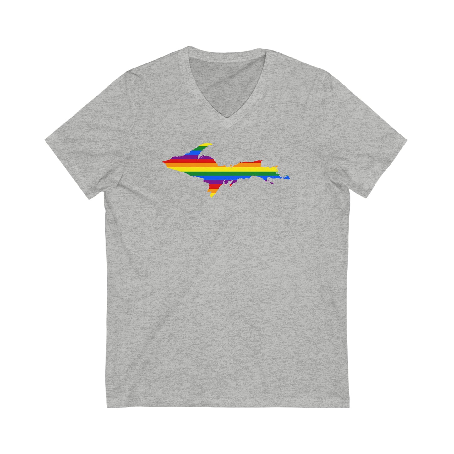 Michigan Upper Peninsula T-Shirt (w/ UP Pride Flag Outline) | Unisex V-Neck