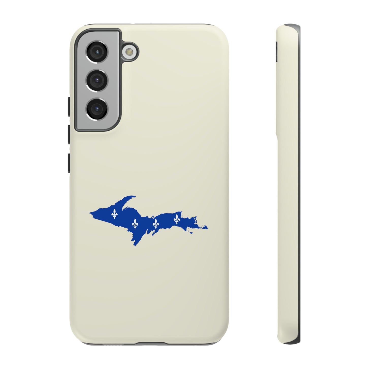 Michigan Upper Peninsula Tough Phone Case (Ivory Color w/ UP Quebec Flag Outline) | Samsung & Pixel Android