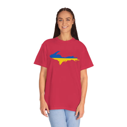 Michigan Upper Peninsula T-Shirt (w/ UP Ukraine Flag Outline) | Unisex Garment-Dyed