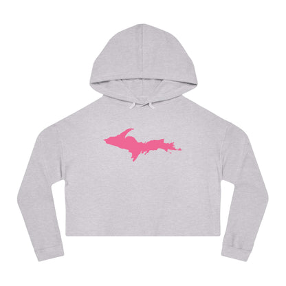 Michigan Upper Peninsula Hoodie (w/ Pink UP Outline) | Lightweight Cropped