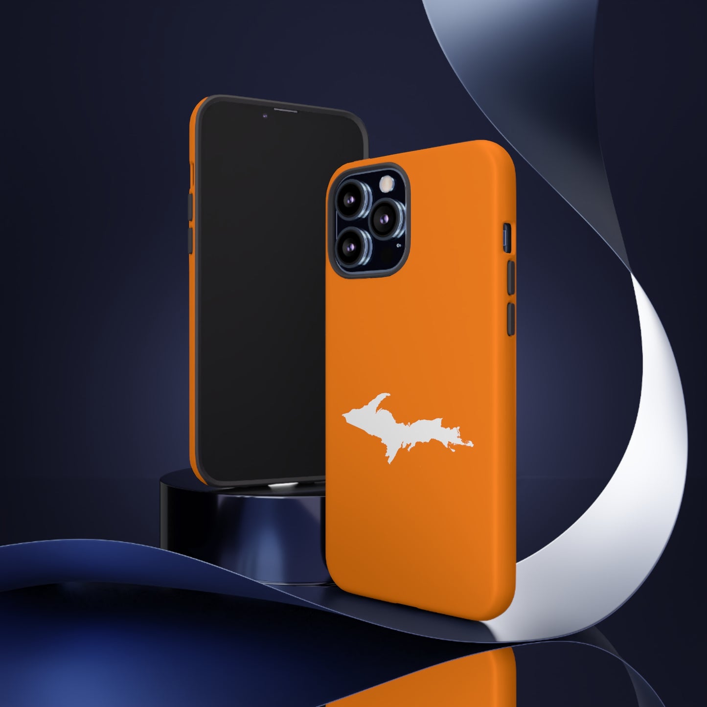 Michigan Upper Peninsula Tough Phone Case (Orange w/ UP Outline) | Apple iPhone