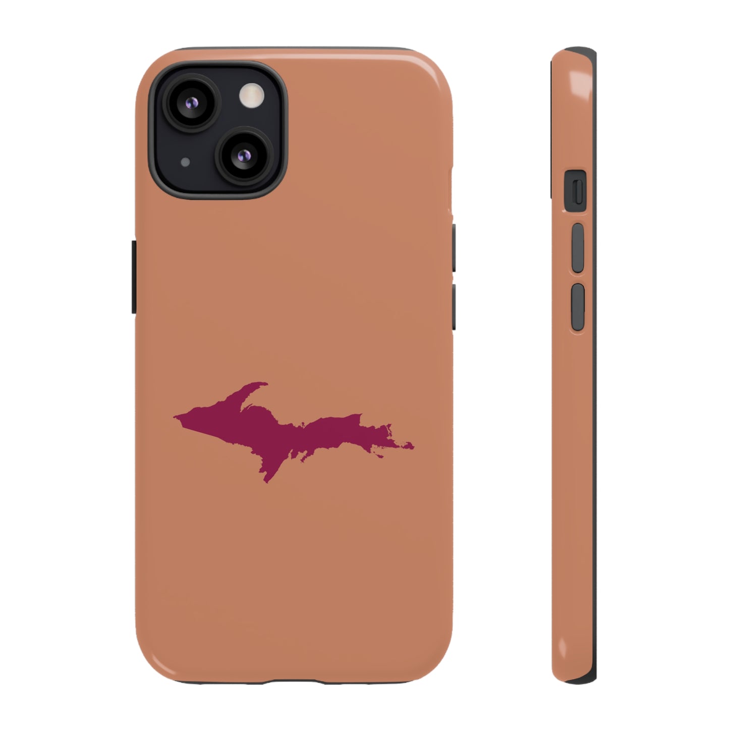 Michigan Upper Peninsula Tough Phone Case (Copper Color w/ Ruby UP Outline) | Apple iPhone