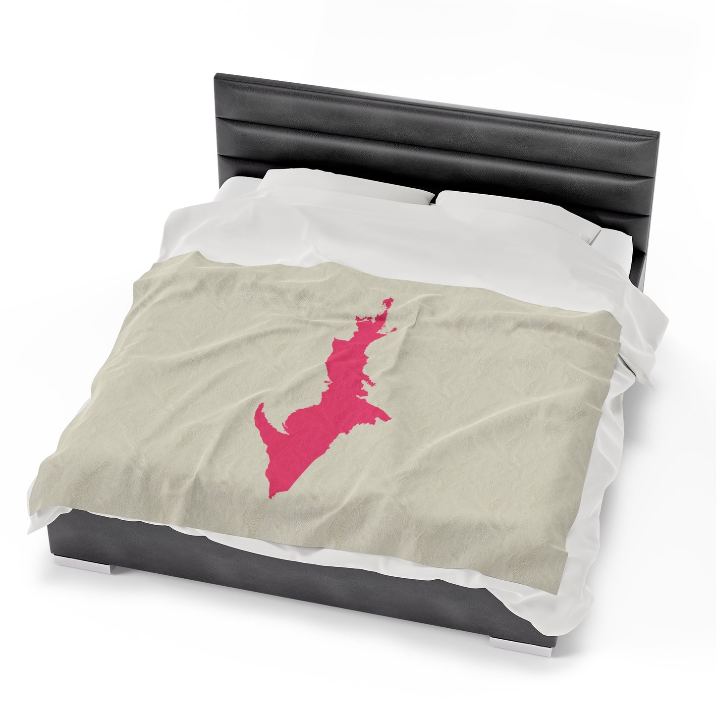 Michigan Upper Peninsula Plush Blanket (w/ Pink UP Outline) | Ivory White