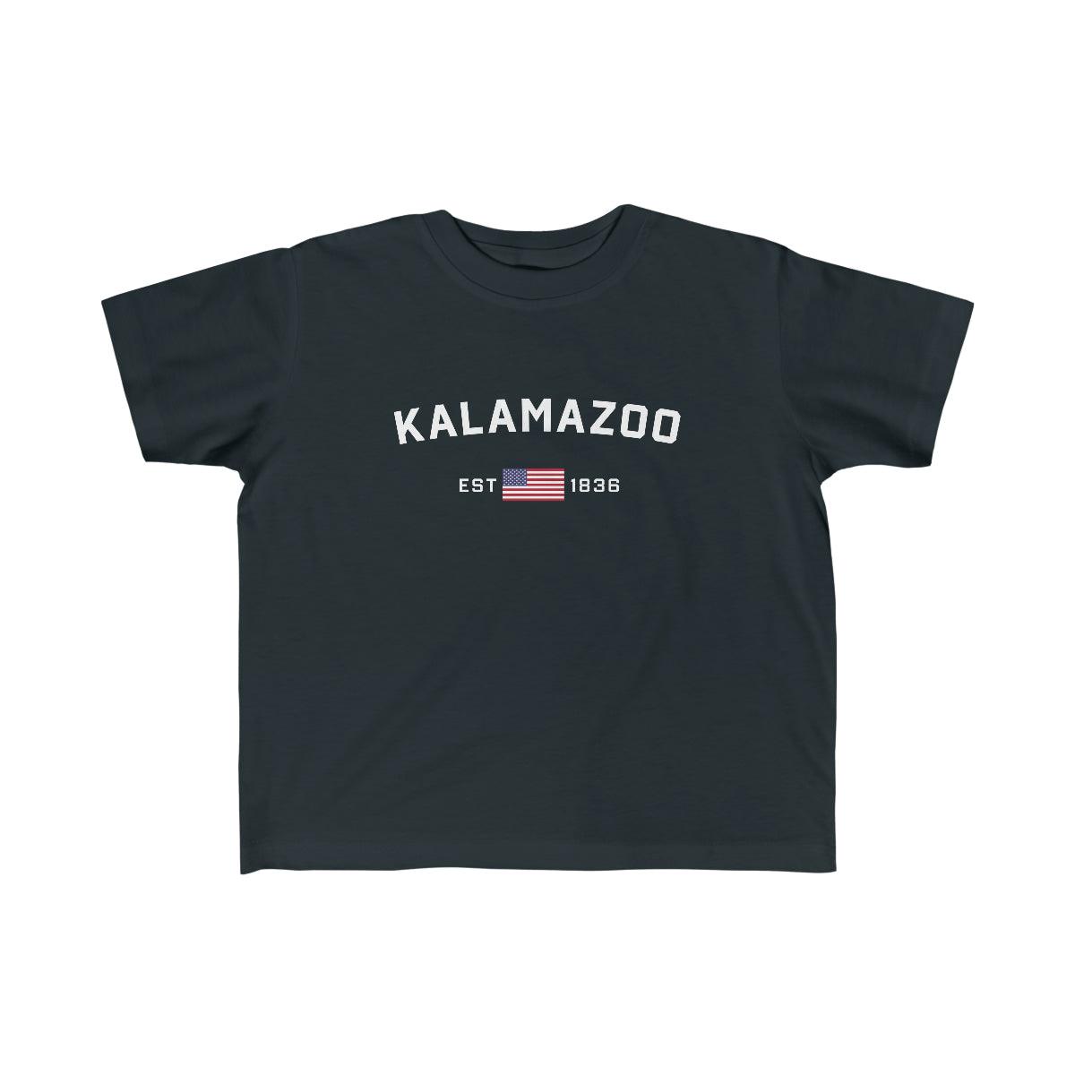 'Kalamazoo EST 1836' T-Shirt  (w/USA Flag Outline) | Toddler Short Sleeve - Circumspice Michigan