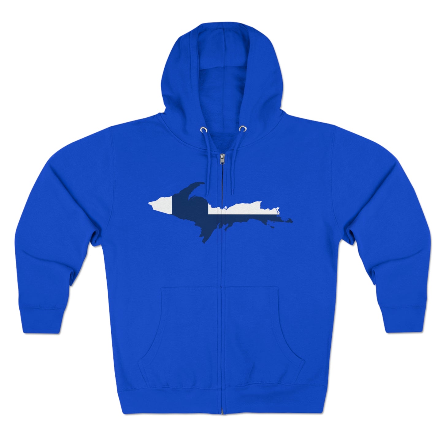 Michigan Upper Peninsula Full-Zip Hoodie (w/ UP Finland Flag Outline)