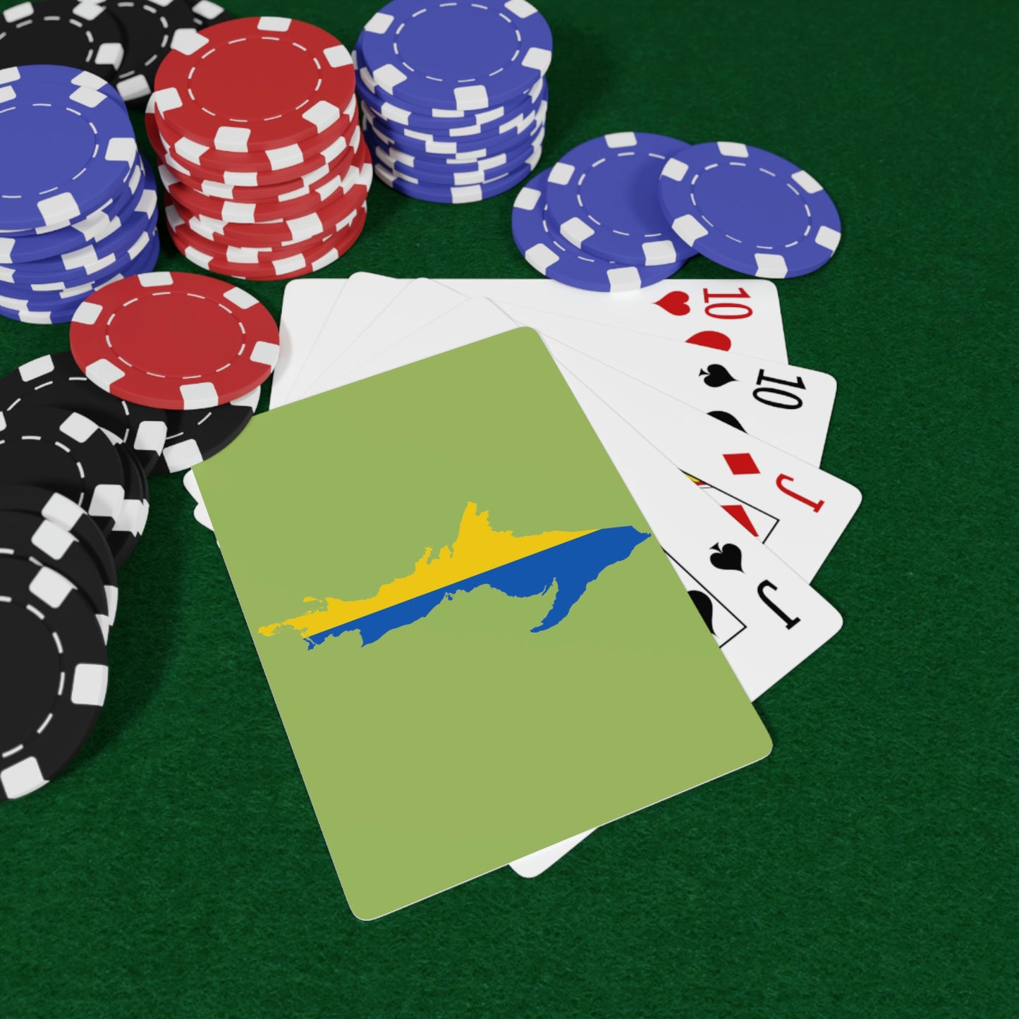 Michigan Upper Peninsula Poker Cards (Gooseberry Green w/ UP Ukraine Flag Outline)