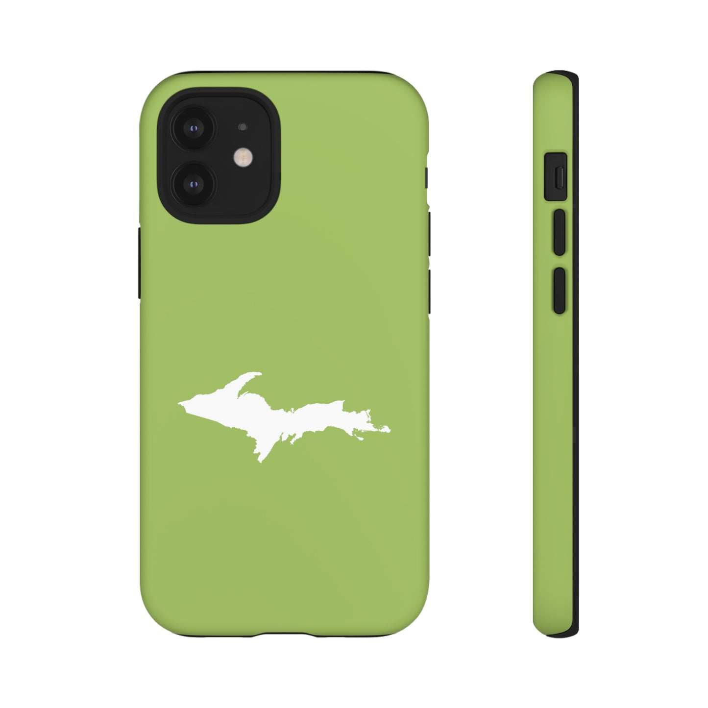 Michigan Upper Peninsula Tough Phone Case (Gooseberry Green w/ UP Outline) | Apple iPhone