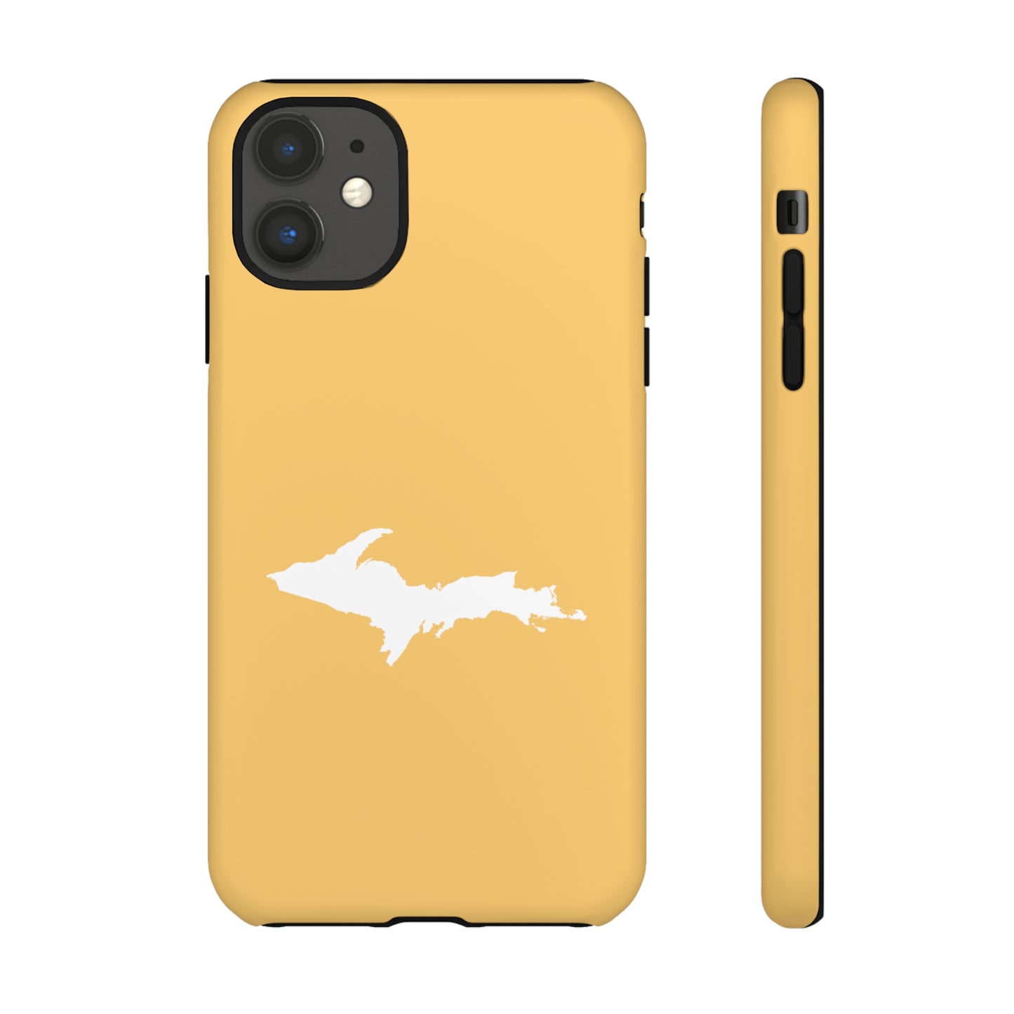 Michigan Upper Peninsula Tough Phone Case (Citrine Color w/ UP Outline) | Apple iPhone