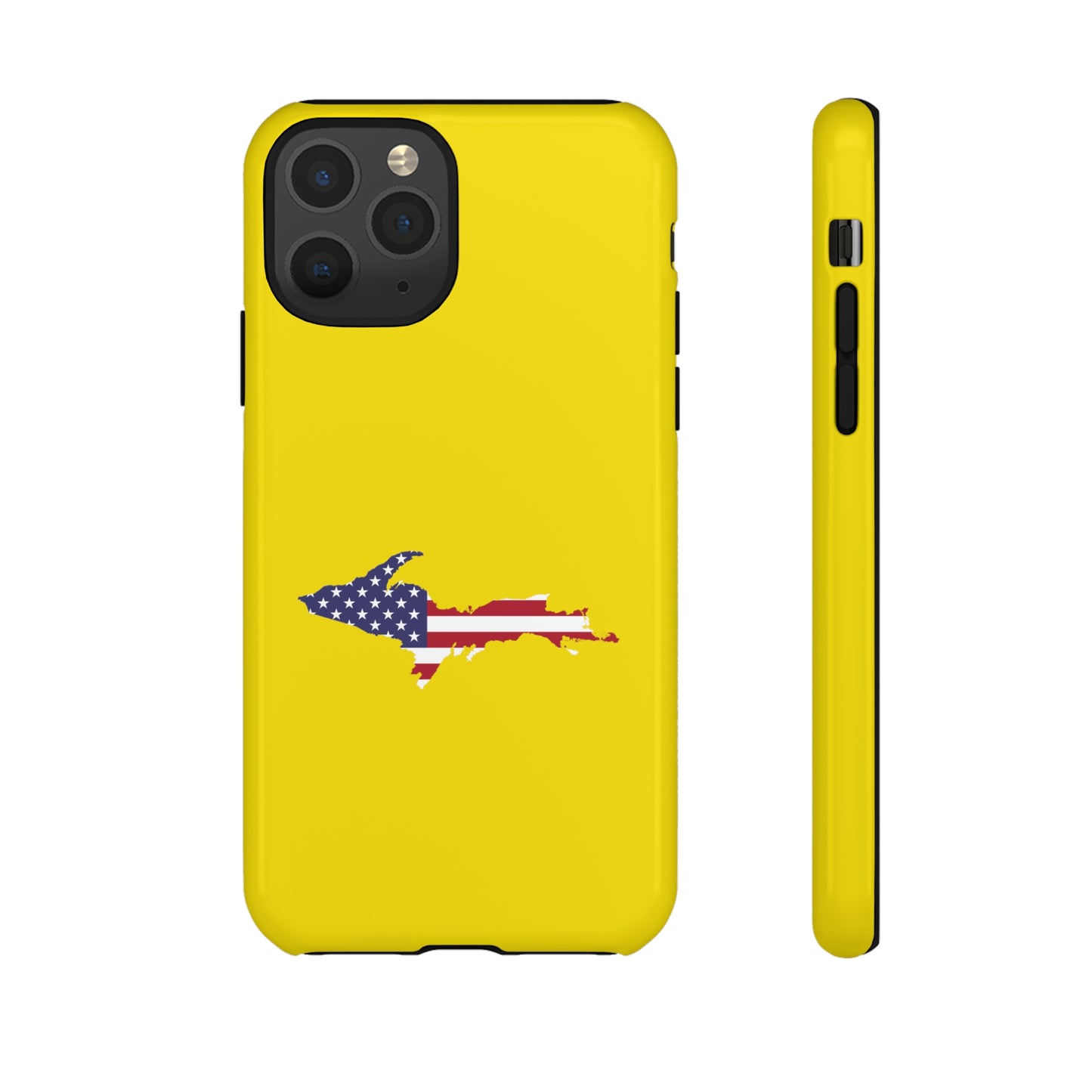 Michigan Upper Peninsula Tough Phone Case (Gadsden Yellow w/ UP USA Outline) | Apple iPhone