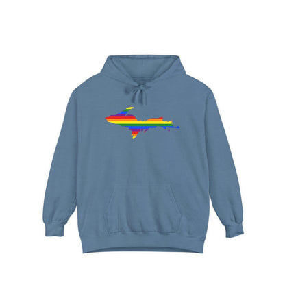 Michigan Upper Peninsula Hoodie (w/ UP Pride Flag Outline) | Unisex Garment-Dyed