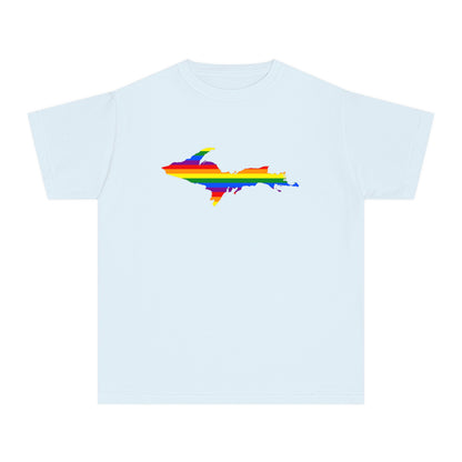 Michigan Upper Peninsula T-Shirt (w/ UP Pride Flag Outline) | Youth Garment-Dyed