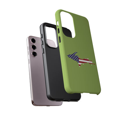 Michigan Upper Peninsula Tough Phone Case (Gooseberry Green w/ UP USA Flag Outline) | Samsung & Pixel Android