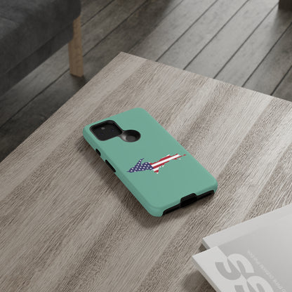 Michigan Upper Peninsula Tough Phone Case ('64 Metallic Mint Green w/ UP USA Flag Outline) | Samsung & Pixel Android