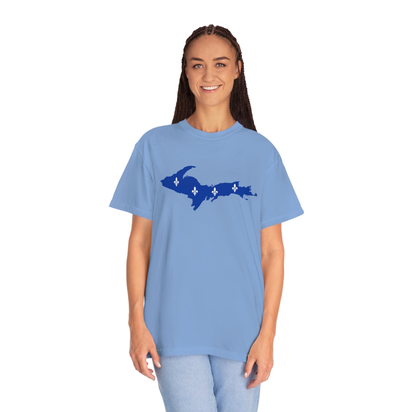 Michigan Upper Peninsula T-Shirt (w/ UP Quebec Flag Outline) | Unisex Garment-Dyed