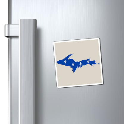 Michigan Upper Peninsula Square Magnet (Canvas Color w/ UP Quebec Flag Outline)