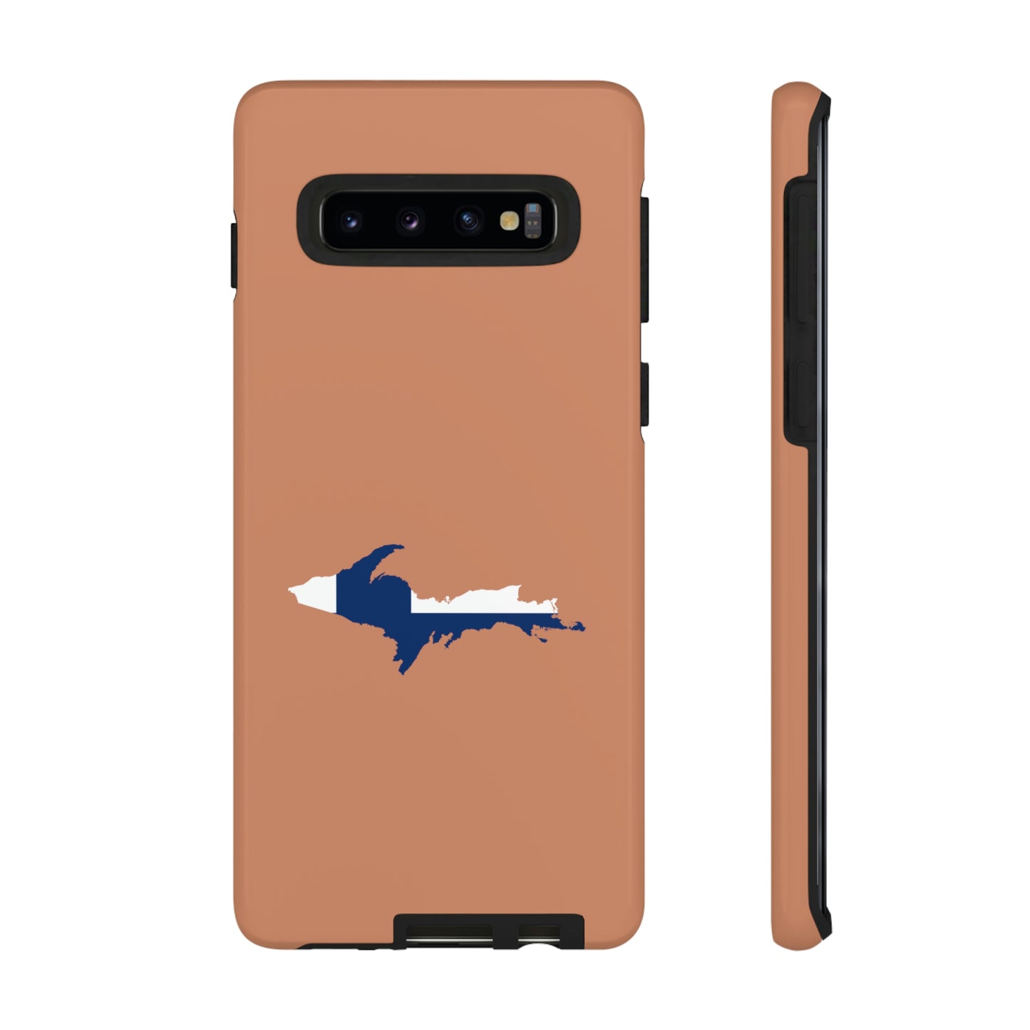 Michigan Upper Peninsula Tough Phone Case ( Copper Color w/ UP Finland Flag Outline) | Samsung & Pixel Android