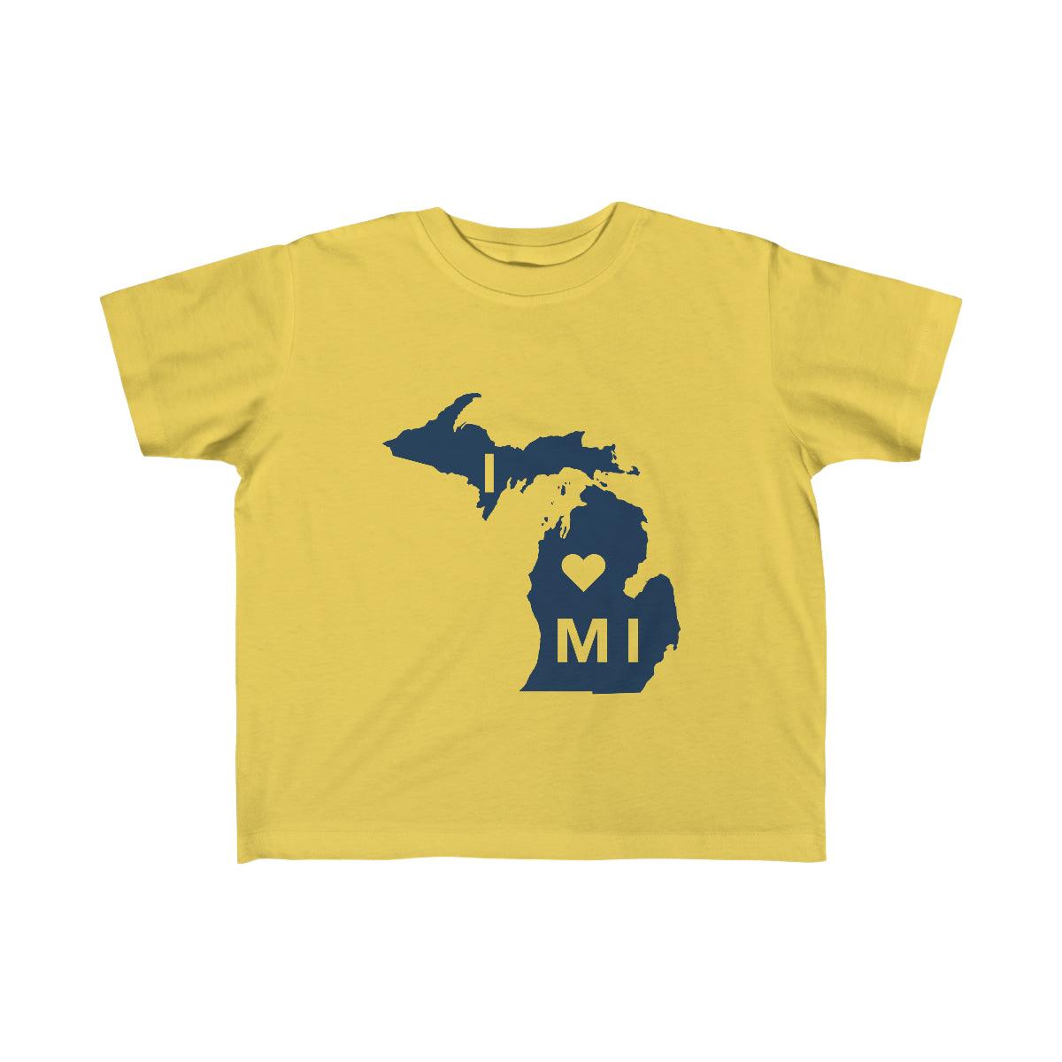 'I ♡ MI' T-Shirt  (w/ Michigan Outline) | Toddler Short Sleeve - Circumspice Michigan