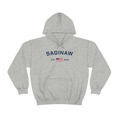 'Saginaw EST 1835' Hoodie (w/USA Flag Outline) | Unisex Standard