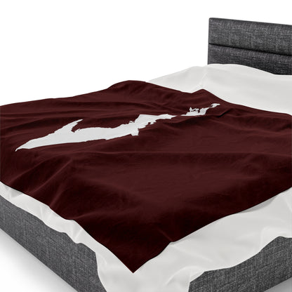 Michigan Upper Peninsula Plush Blanket (w/ UP Outline) | Cherrywood Color