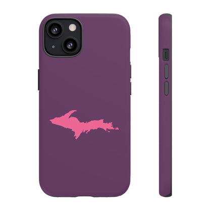 Michigan Upper Peninsula Tough Phone Case (Plum w/ Pink UP Outline) | Apple iPhone