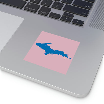 Michigan Upper Peninsula Square Sticker (Pink w/ Azure UP Outline) | Indoor/Outdoor