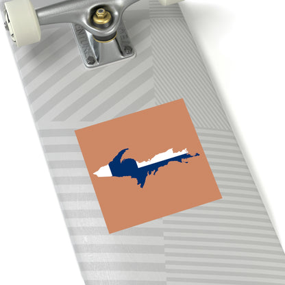 Michigan Upper Peninsula Square Sticker (Copper Color w/ UP Finland Flag Outline) | Indoor/Outdoor