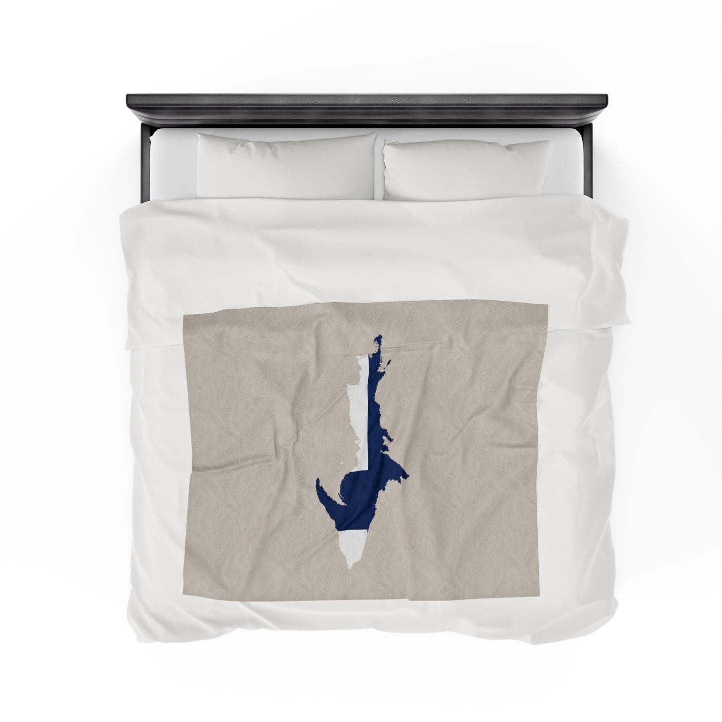 Michigan Upper Peninsula Plush Blanket (w/ UP Finland Flag Outline) | Canvas Color