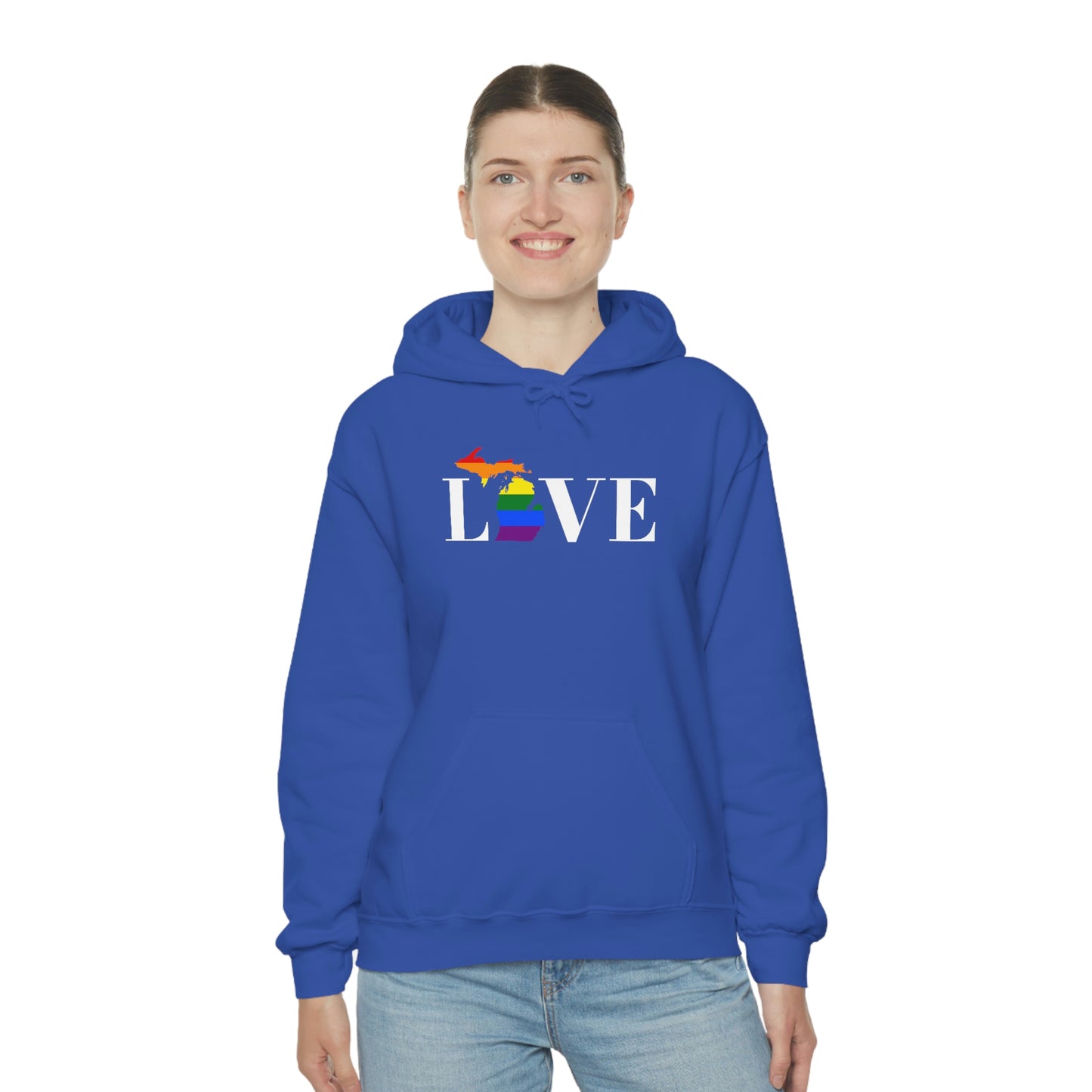 Michigan 'Love' Hoodie (w/LGBTQ Pride Colors) | Unisex Standard