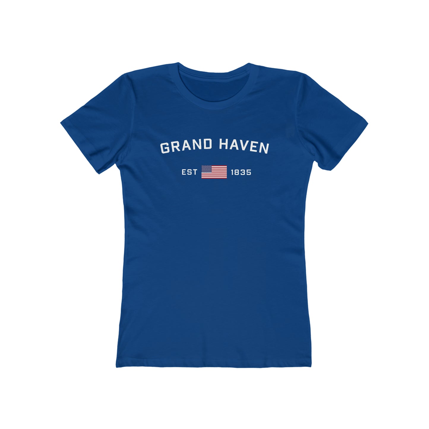 'Grand Haven EST 1835' (w/USA Flag Outline) | Women's Boyfriend Cut