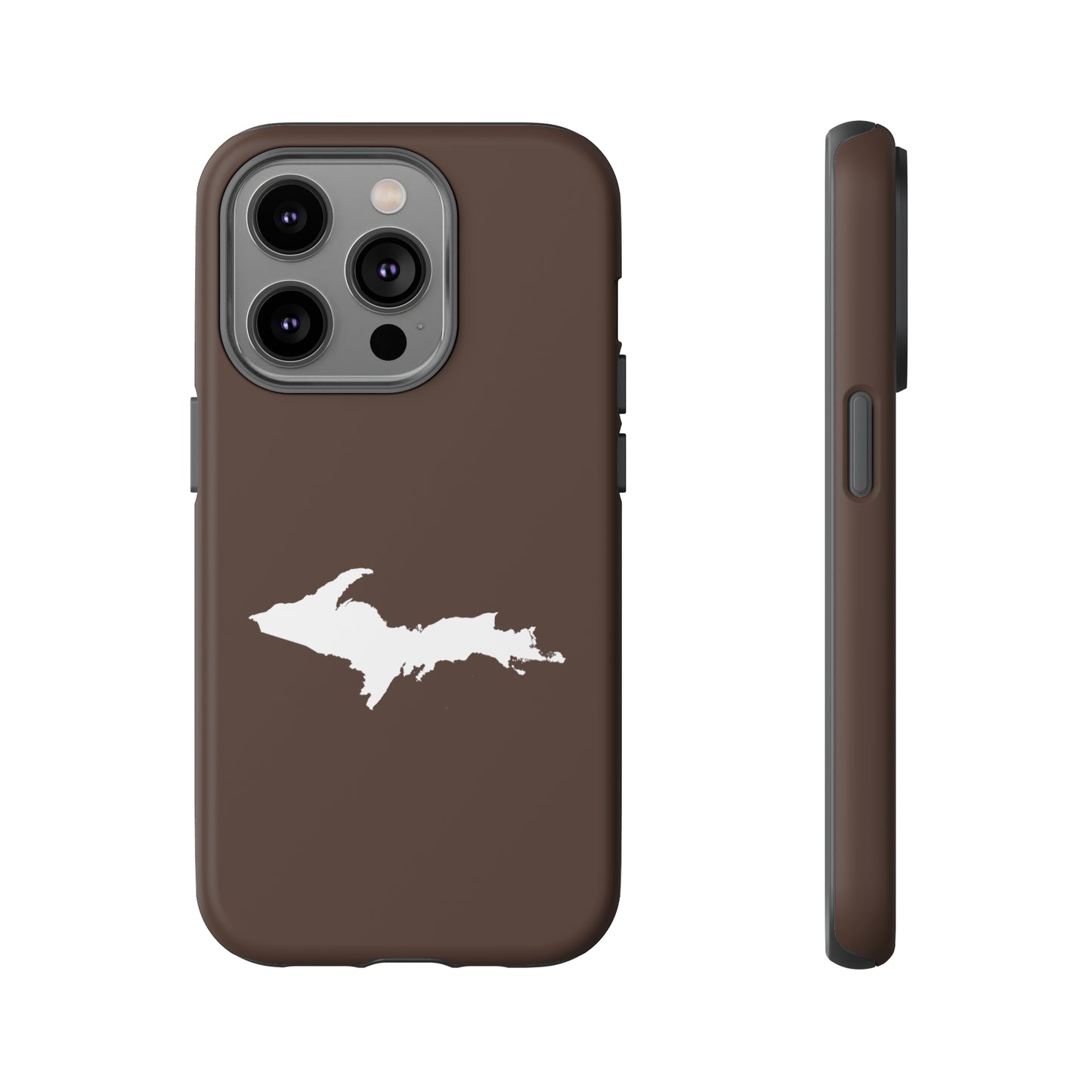 Michigan Upper Peninsula Tough Phone Case (Hickory Color w/ UP Outline) | Apple iPhone