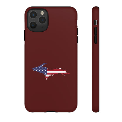 Michigan Upper Peninsula Tough Phone Case (Cherrywood Color w/ UP USA Outline) | Apple iPhone