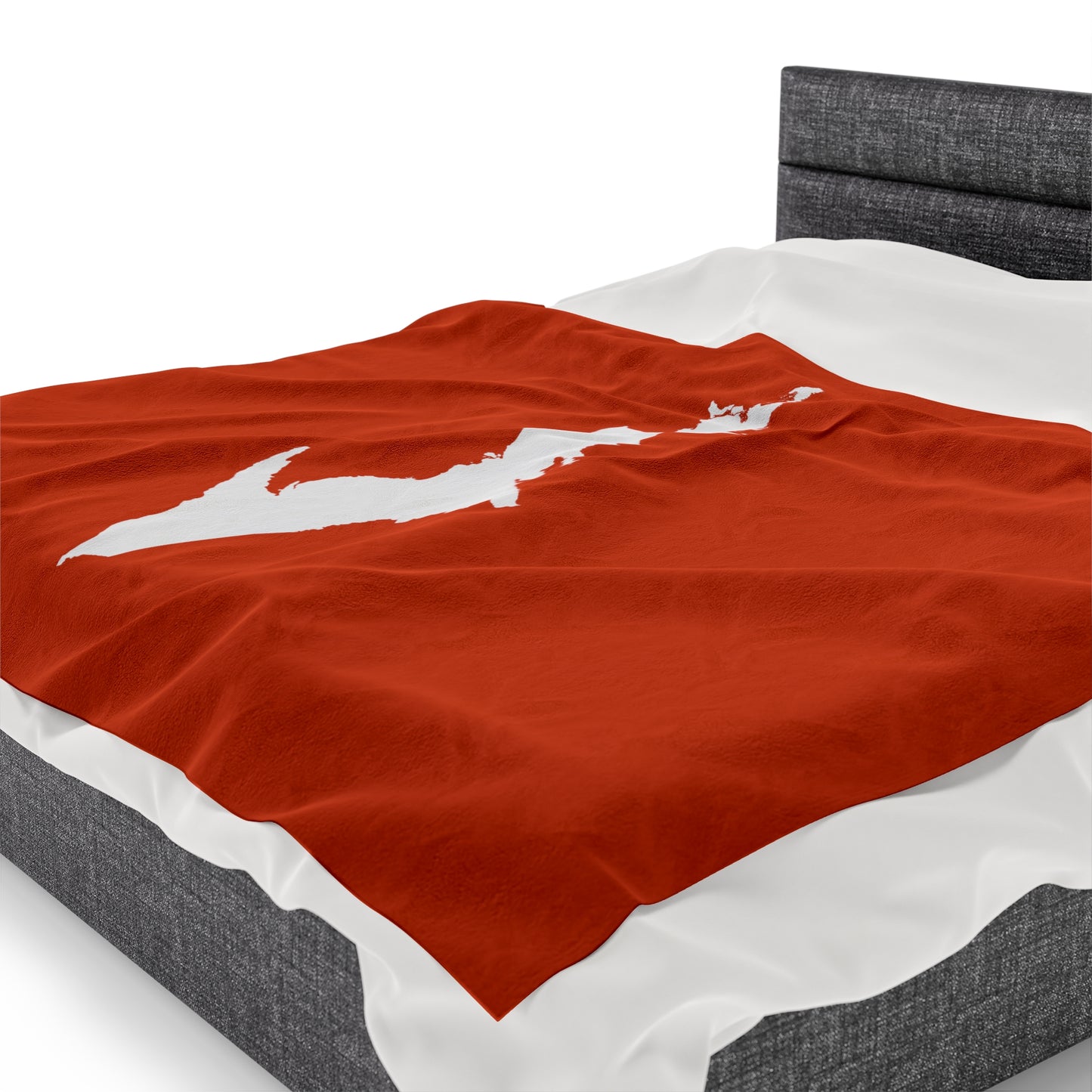 Michigan Upper Peninsula Plush Blanket (w/ UP Outline) | Maple Leaf Orange