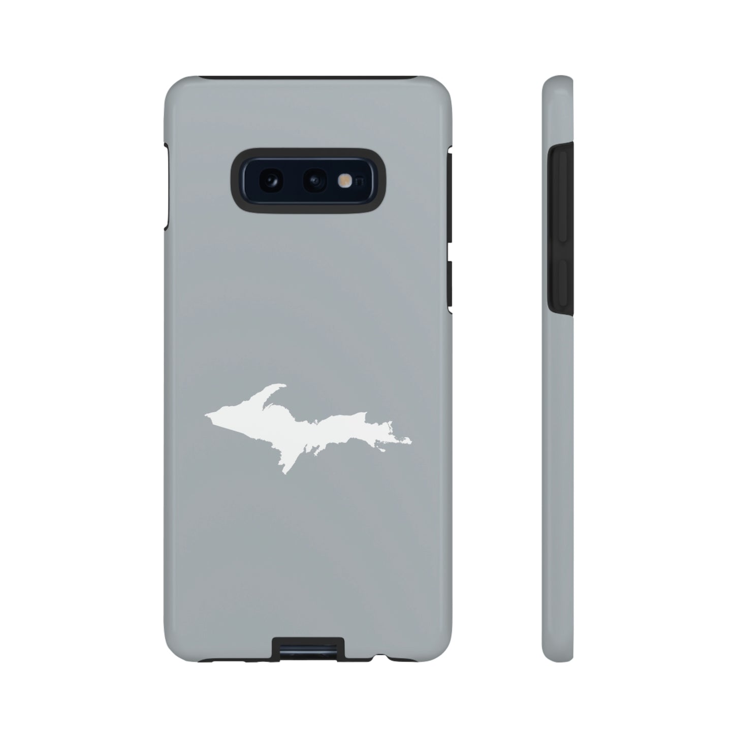 Michigan Upper Peninsula Tough Phone Case (Silver w/ UP Outline) | Samsung & Pixel Android