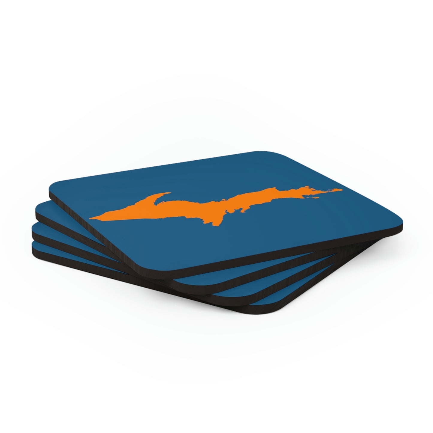 Michigan Upper Peninsula Coaster Set (Blueberry w/ Orange UP Outline) | Corkwood - 4 pack