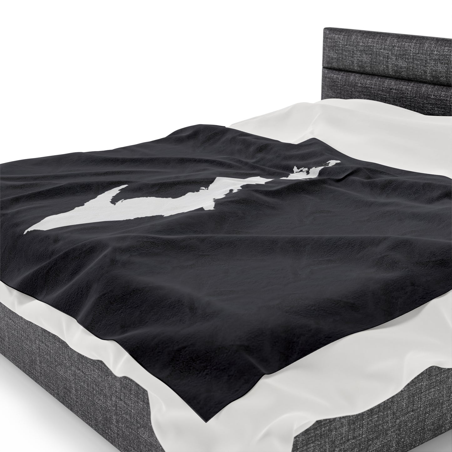 Michigan Upper Peninsula Plush Blanket (w/ UP Outline) | Iron Ore Grey