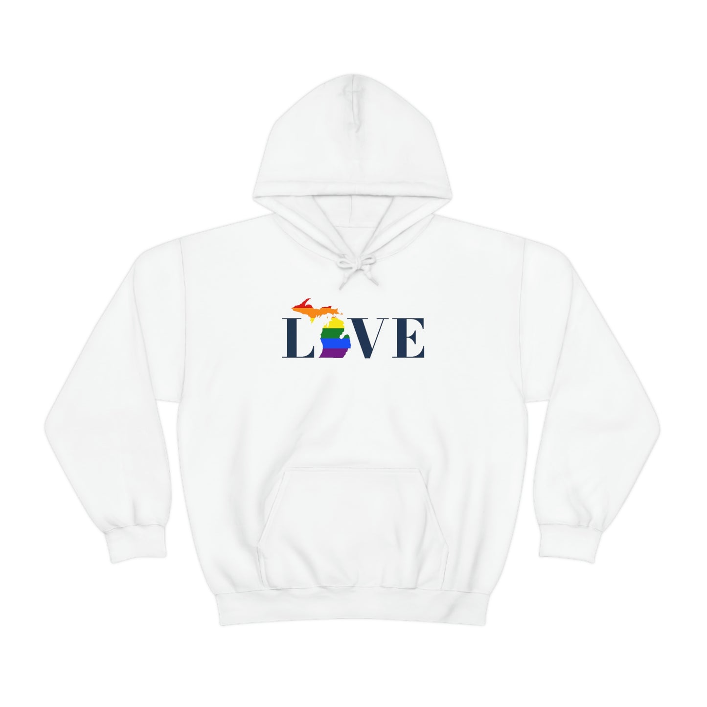 Michigan 'Love' Hoodie (w/LGBTQ Pride Colors) | Unisex Standard