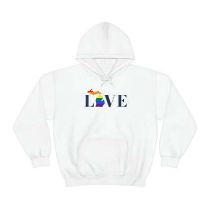 Michigan 'Love' Hoodie (w/LGBTQ Pride Colors) | Unisex Standard