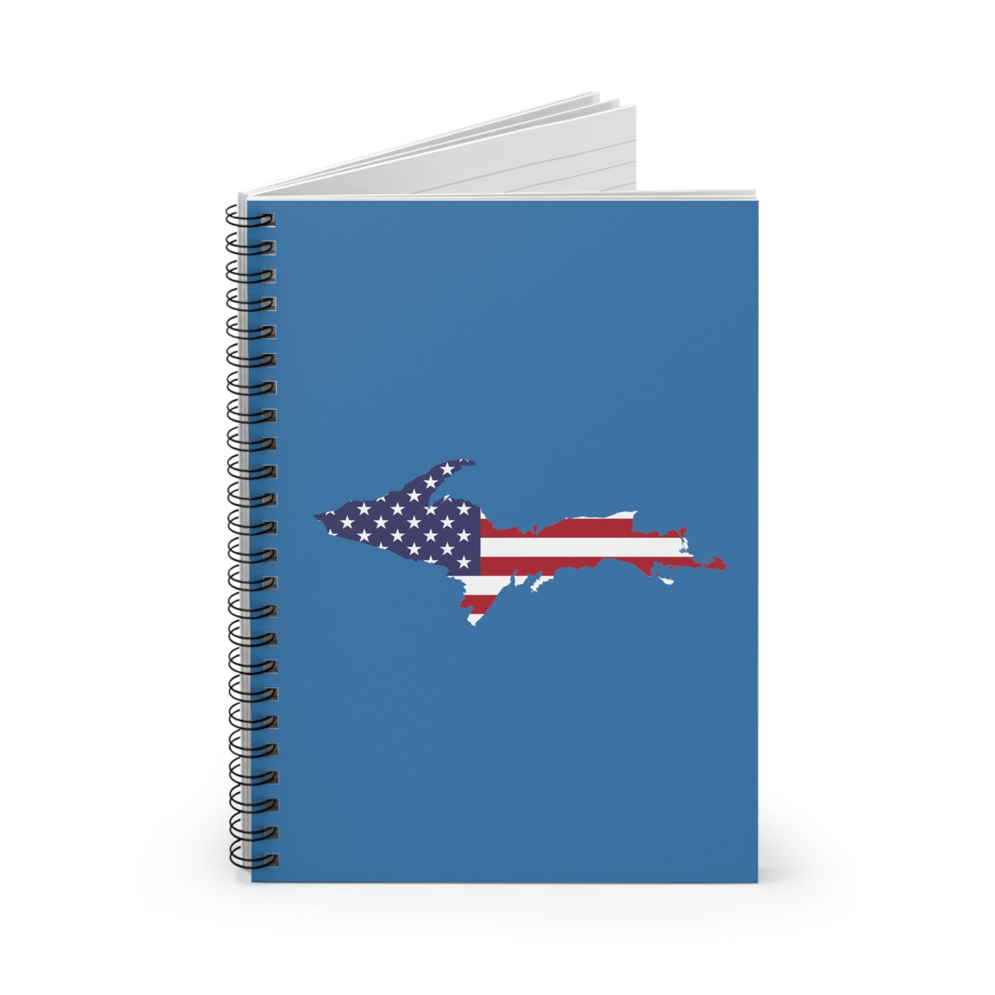 Michigan Upper Peninsula Spiral Notebook (w/ UP USA Flag Outline) | Lake Superior Blue