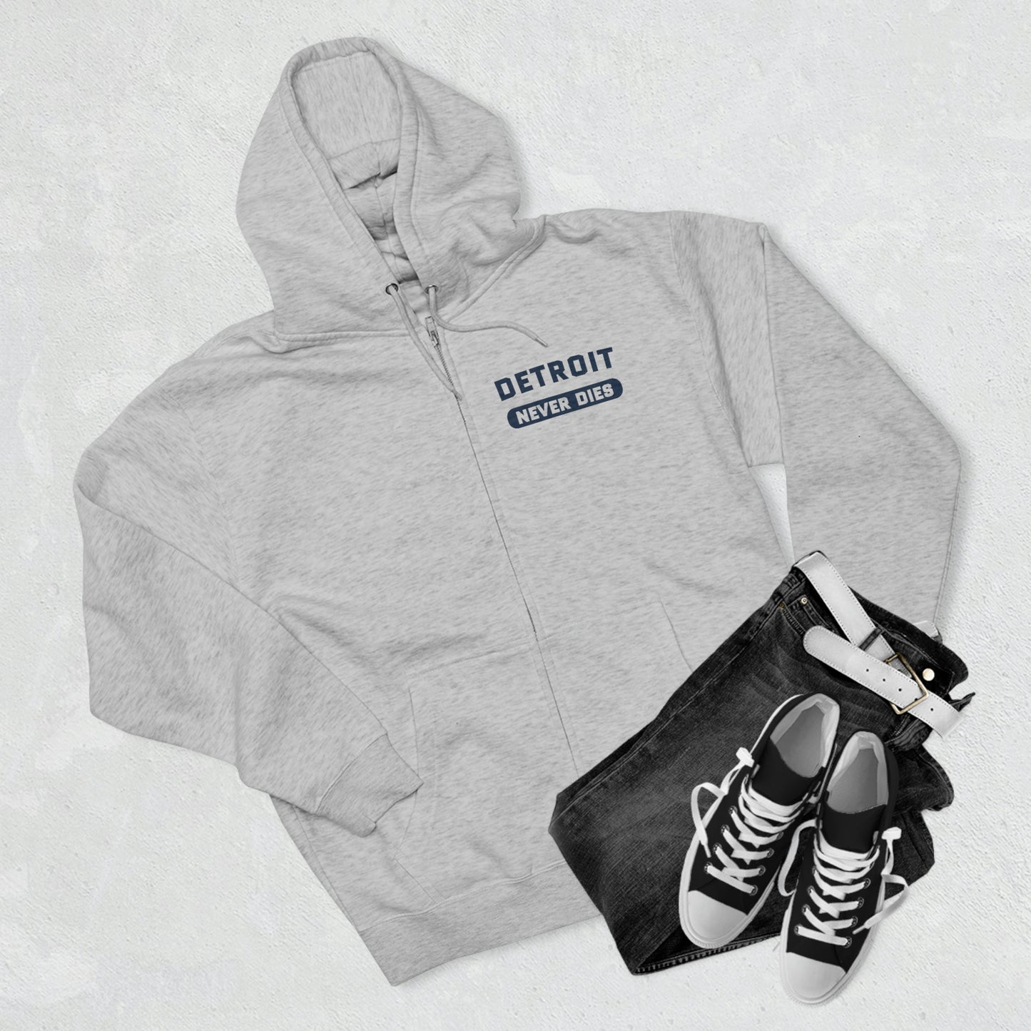 'Detroit Never Dies' Full-Zip Hoodie