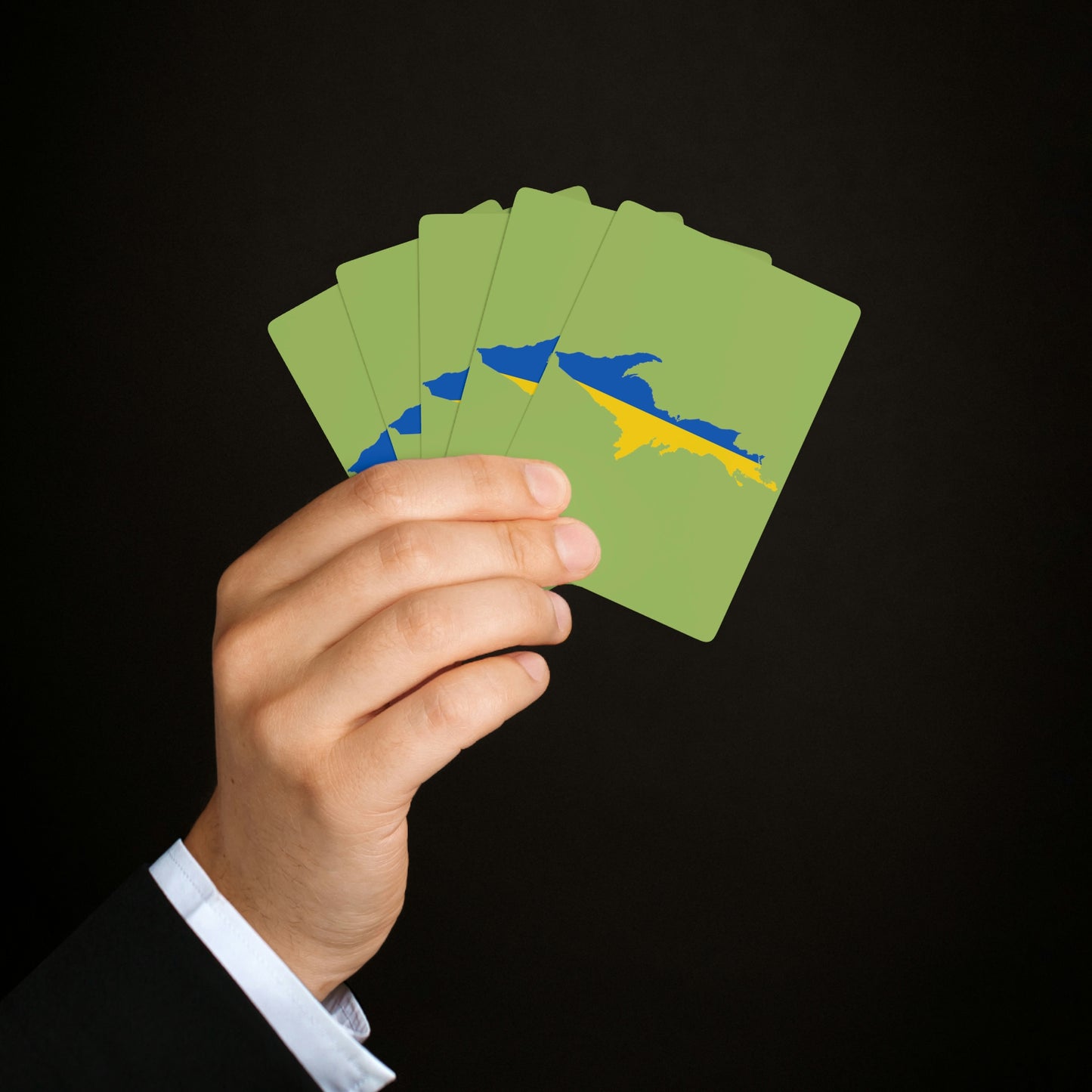 Michigan Upper Peninsula Poker Cards (Gooseberry Green w/ UP Ukraine Flag Outline)
